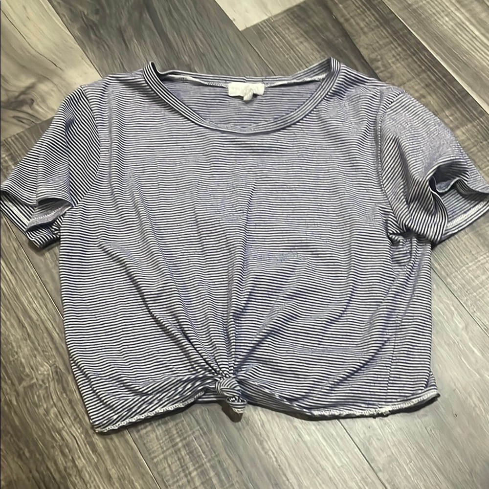 Striped Knot-Front Women's Top